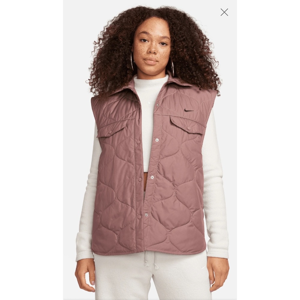 NEW Nike Sportswear Essentials Quilted Vest Mauve Pink Women's Large